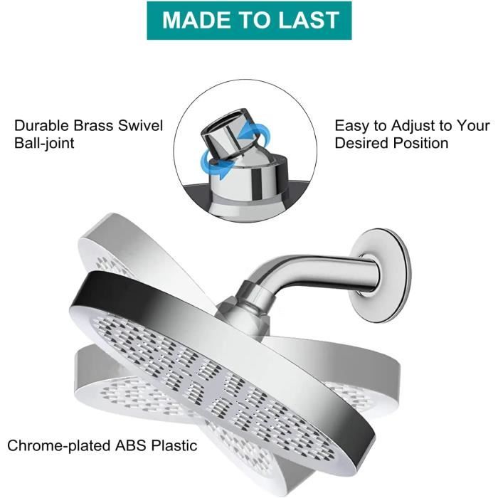 Pommeau De Douche Anti Calcaire JINYOMFLY - Haute Pression 360° Économie D'Eau 6 Pouces