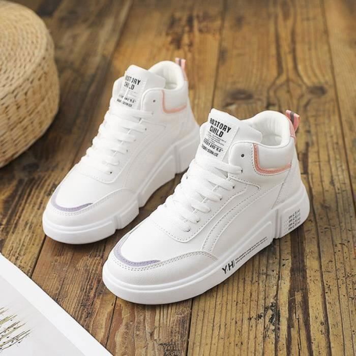 BASKET Mode Baskets Montantes femmes Chaussures plates Casual Blanc Or Cdiscount Chaussures