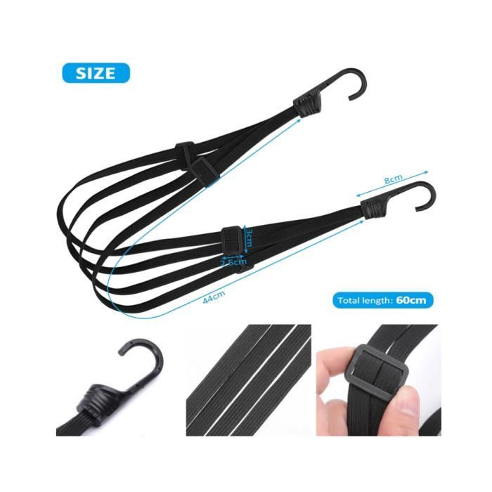 Lot De 4 Tendeurs élastiques 3 En 1 - 65 Cm - Pour Vélo, Moto, Bagages, Fixation De Charge