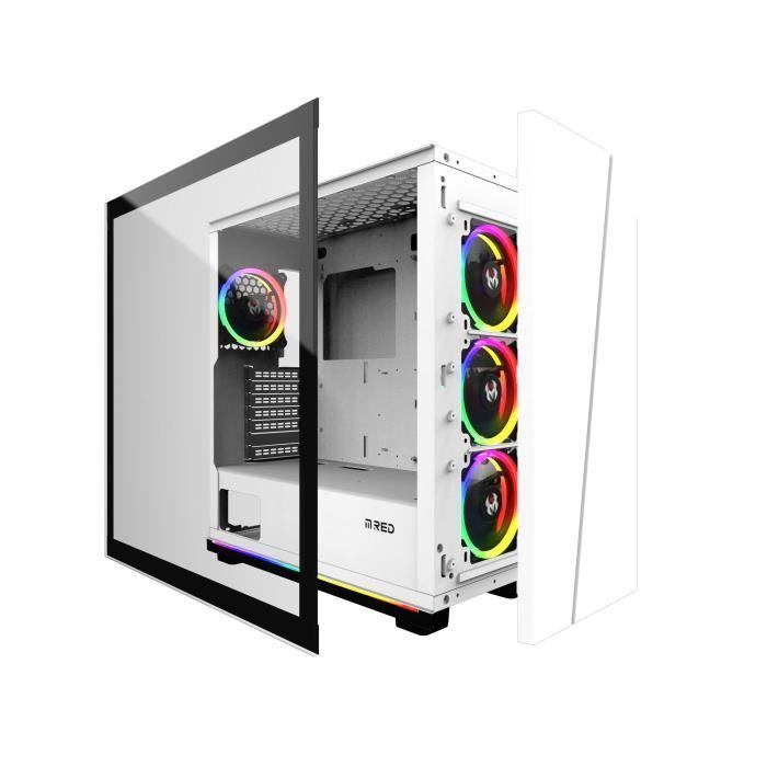 MRED - Boîtier PC Gamer ATX - Blanc RGB White Destroyer Strip-G - Cdiscount  Informatique
