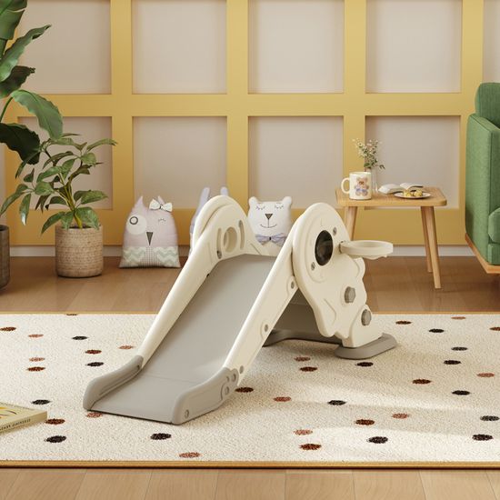 Toboggan Intérieur AIYAPLAY Pour Enfants 18-36 Mois - Thème Tigre Rose Avec Panier De Basket - 133x60x70 Cm Jusqu'à 25 Kg