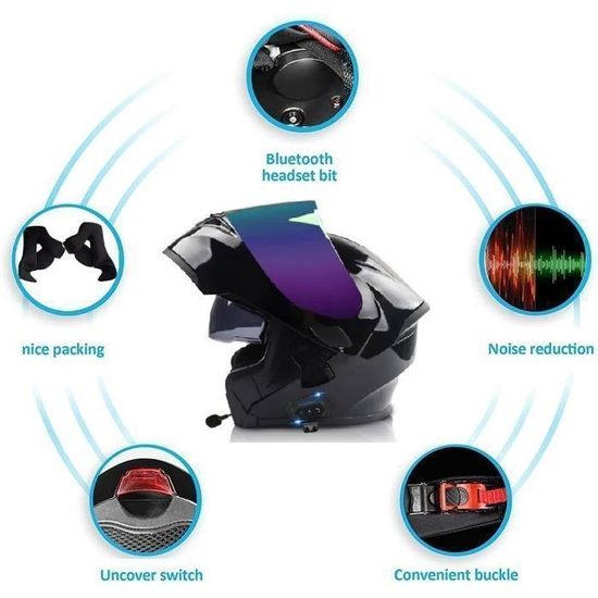 Casque Moto Modulable Homologué ECE 22.06 - Visière Double Couche Anti-buée - Intérieur Amovible Lavable - Taille L (59-60 Cm) - Pour Homme/femme