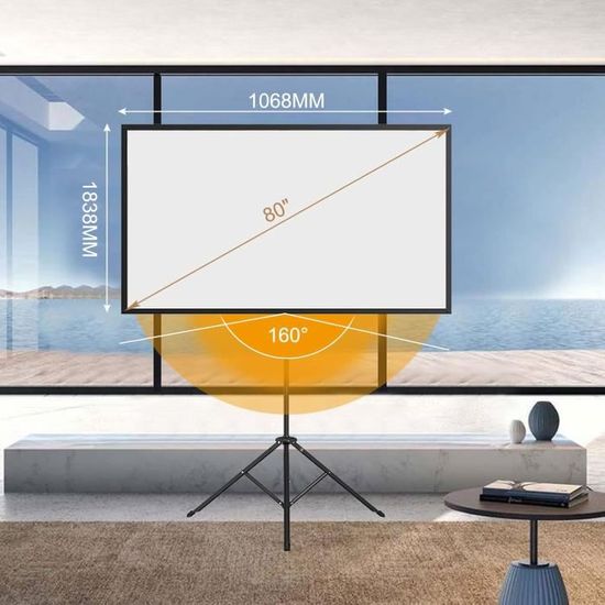 Écran De Projection Portable 120 Pouces – Format 16:9 – HD/4K – Toile Polyester Anti-reflet – Pliable, Pour Intérieur/extérieur - 12