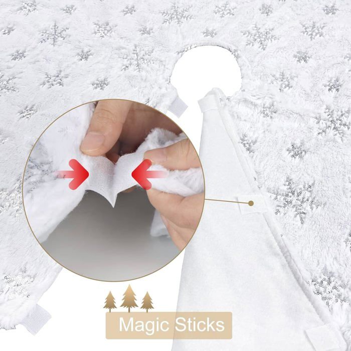 Jupe de Sapin de Noël de 78 cm - Blanche - en Fourrure synthétique - Jupe Ronde - pour décoration de Sapin de Noël