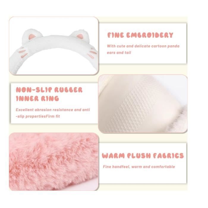 Housse Volant Hiver Peluche Chat - Oreilles Mignonnes, Antidérapante, Taille 37-38 Cm, Pour Femmes Et Filles