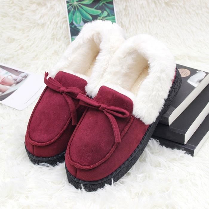 Chausson d int rieur en peluche avec n ud papillon pour Femme
