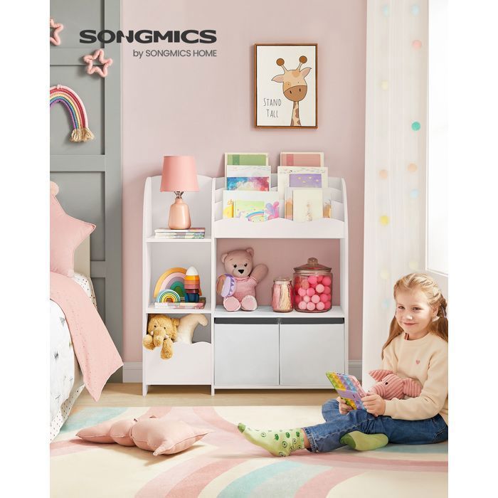 Meuble Rangement Enfant AIYAPLAY Avec 4 Bacs - 90.3x40.8x30cm Blanc Pour Jouets Et Livres