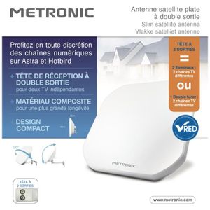 Metronic 540927 LNB Universel Twin - 2 Sorties Indépendantes Pour Satellite