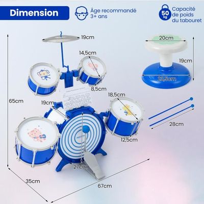 Ensemble de batterie pour enfants de 2, 3, 5 et 6 ans, jouet musical