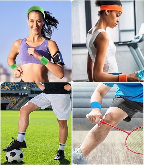 Lot De 4 Bandeaux + 8 Bracelets Fluo Vert – Style Années 80, Absorbants, Pour Sport Ou Déguisement