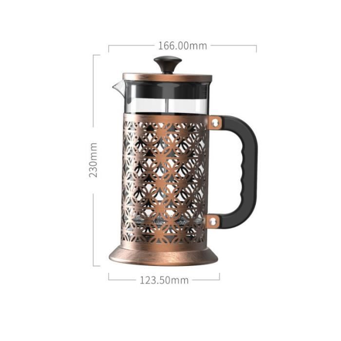 CAFETIERE Mixte - Machine à café en verre cuivre antique 1000ml - Noir YH™