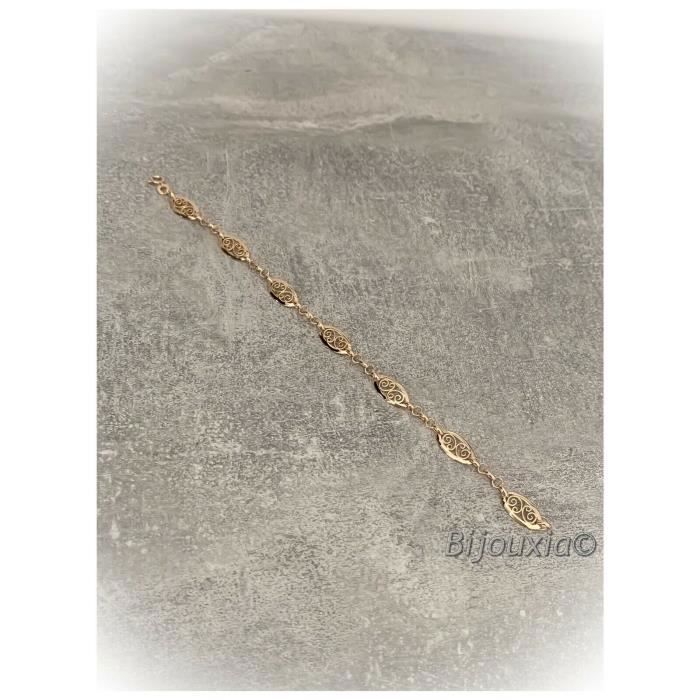 Bracelet Bicolore Câble Ciselé Plaqué Or 18 Carats - Bijoux Bijouxia - Neuf Avec étiquettes