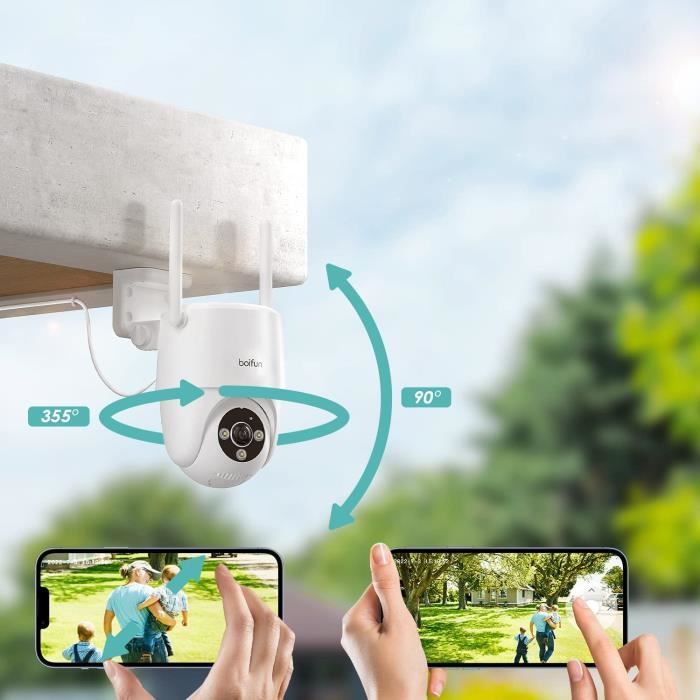 BOIFUN 2K Camera Surveillance WiFi Exterieure 360° PTZ Vision