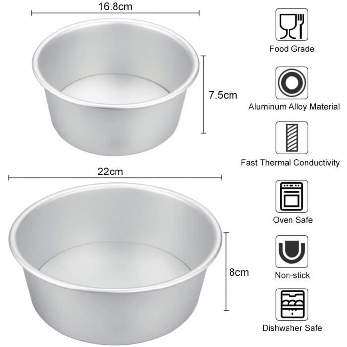 Lot De 2 Mini Moules à Gâteau Ronds 12 Cm - Antiadhésifs - Idéal Pour Anniversaire, Pâtisserie Maison