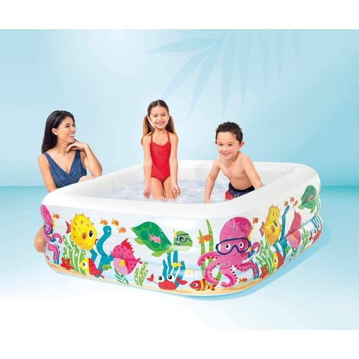 Piscine Hors Sol Enfants RELAX4LIFE - 229x160x42,5 Cm - Tubulaire Métal & PVC