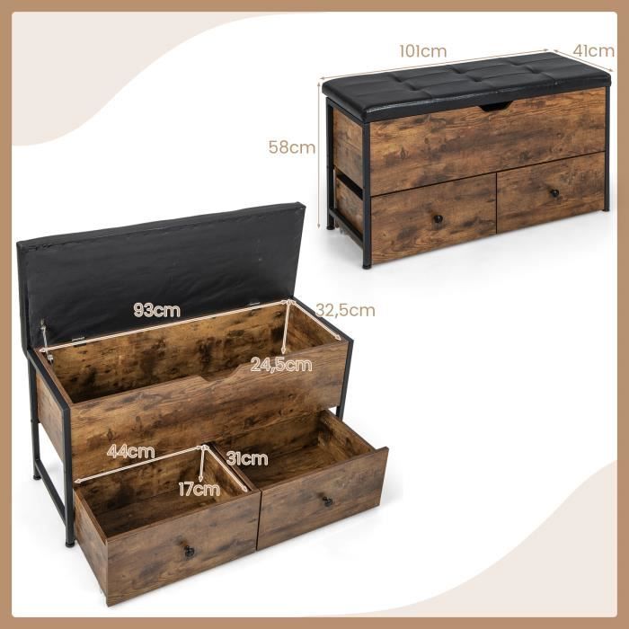 Banc De Rangement Rembourré Pliable Avec Séparateur Volume 120L 110 5 X 38 X 38 Cm Pour Salon Chambre Entree Gris Fonce Banc De Rangement Rembourré Pliable Avec Séparateur Volume 120L 110 5 X 38 X 38 Cm Pour Salon Chambre Entree Gris Fonce