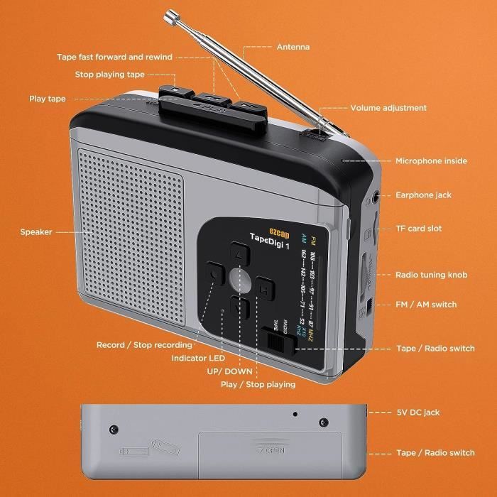 Lecteur cassette portable avec fonction enregistreur vocal - Cdiscount TV  Son Photo