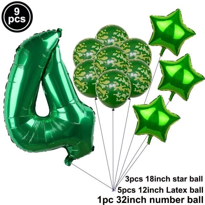 Ballons Camouflage en vert, pour anniversaire, en aluminium, 9 pièces-lot,  pour décor de fête à th -fighter - Cdiscount Maison