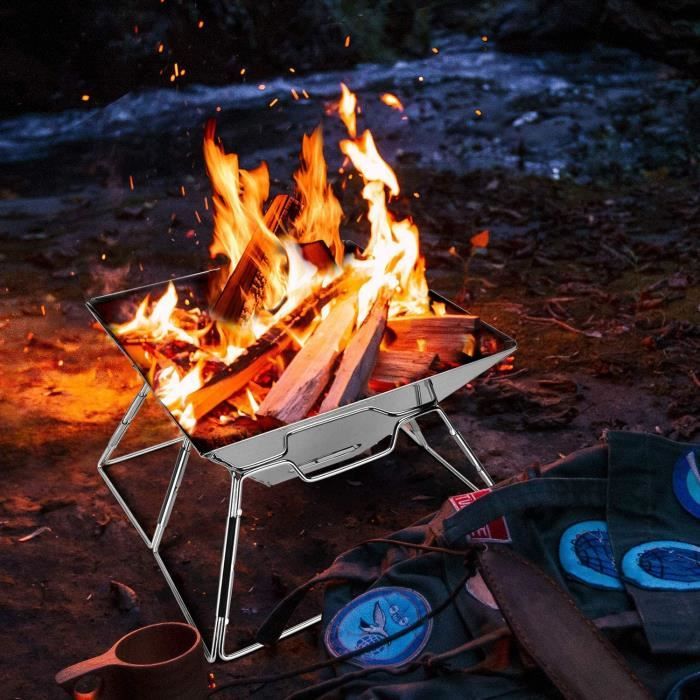 Gril Pliant En Acier Inoxydable Pour Feu De Camp - Portable Pour Randonnée, Camping - Lazmin112