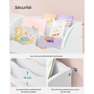 Étagère à Jouets Enfants SONGMICS Avec 7 Boîtes Tissu - Bibliothèque Chambre 60cm Blanc Nuage
