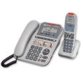 Téléphone senior filaire avec combiné sans fil amplifié 90dB et touches mémoires directes Amplicomms Powertel 2880-0
