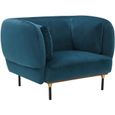 Fauteuil - ATMOSPHERA - Isee - Velours bleu canard - Design tendance - Confortable-0