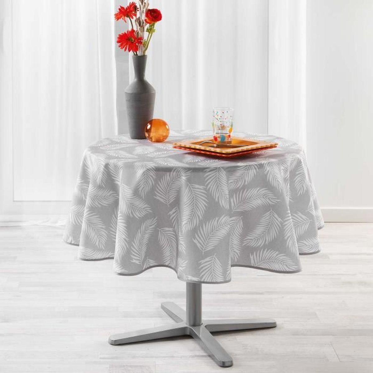 160 cm Rond CIRAD nappes Set de table Grey Geometry gaufree anti-taches couleurs Printemps Décoration