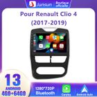 Junsun Autoradio 4G Android 13 4Go+64Go pour Renault Clio 4 2017-2019 avec 10,1'' Écran Carplay Android Auto WiFi Bluetooth GPS