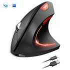 040PARTS RGB Souris Silencieuse Sans Fil Verticale - HXSJ T22 - 2,4GHz/Bluetooth - Ergonomie - 2400DPI - 600mAh - Type C Charge - Noir