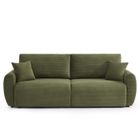 BAÏTA Canapé droit convertible 3 places DANILO velours côtelé vert