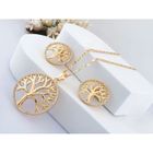 BIJOUTERIE PAPILLON BLEU Parure Bijoux - Femme - Arbre de Vie - Bijou de Créateur - Plaqué Or Jaune 750/1000 - 3 Microns - 4 Pièces