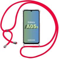 Coque pour Samsung Galaxy A05s (pas pour A05) - Protection Souple Renforcée + Bandoulière Réglable Rouge