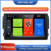 Gearelec Autoradio 9 Pouces Android pour BENZ W209 W203 W168 W463 CLK CL-C avec carplay Andriod Auto GPS Navigation BT RDS  WiFi
