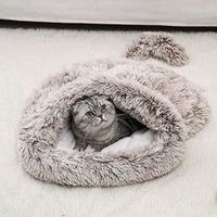 Sac De Couchage Pour Chat En Forme De Grotte - Tissu Doux Lavable - Chauffant Pour Hiver - Tailles M (45x35cm) Et L (55x45cm)