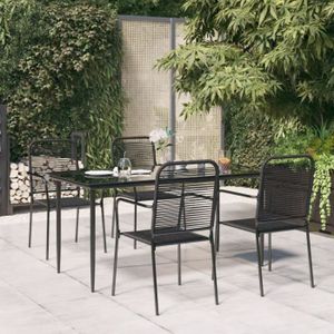 Ensemble table et chaise de jardin Atyhao Ensemble à dîner de jardin 5 pcs Noir Corde de coton et acier A3156540 123679