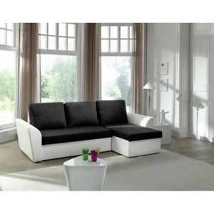 Sydney Blanc Noir Canape D Angle Reversible Convertible Achat