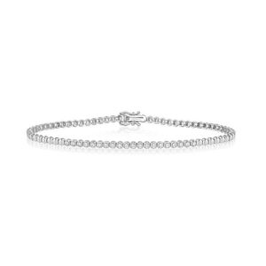 BRACELET - GOURMETTE Bracelet Tennis Femme Or Blanc 375-1000 et Diamant Brillant 0.20 Carat HI - I1 - 18cm