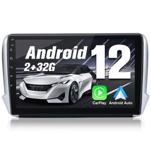 AUTORADIO AWESAFE Autoradio Android 12 pour 208/2008[2Go+32Go] 9 Pouces+Carplay Android Auto GPS Bluetooth WiFi FM RDS SWC