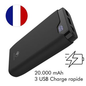 BATTERIE EXTERNE IMOSHION® Batterie Externe 20000mAh Recharge Rapide USB-C micro-USB USB-A Power Bank Noir