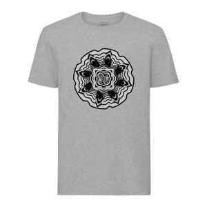 T-SHIRT T-shirt Homme Col Rond Gris Mandala Meditation Yog