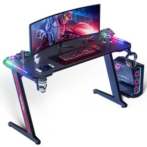 Devoko Bureau Gamer avec Rangement, Table Gaming LED Bureau d'angle, Bureau  d'angle en Forme