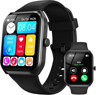 Montre Connectée 1.91'' Écran Incurvé Appels Bluetooth - 120 Sports, Suivi Santé Sommeil Cardio, IP67 Homme Femme Android IOS