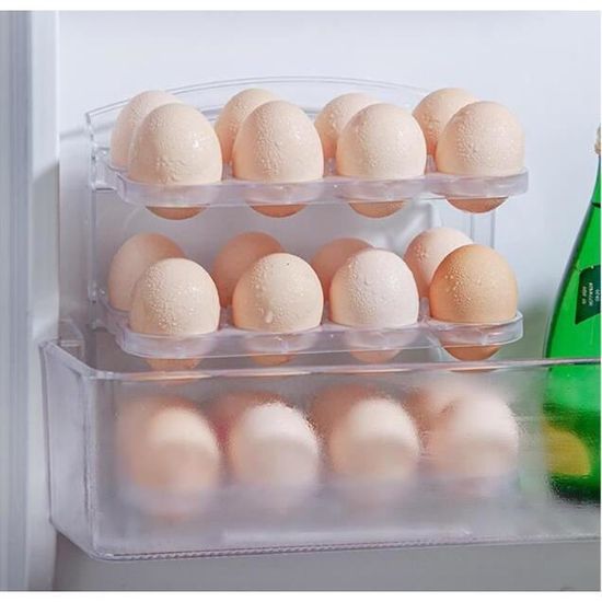 Porte-œufs à Roulement Automatique Pour Réfrigérateur – 3 Niveaux, Capacité Environ 28 œufs, Design Blanc Ou Jaune – Organisation Cuisine, Préparation Des Repas