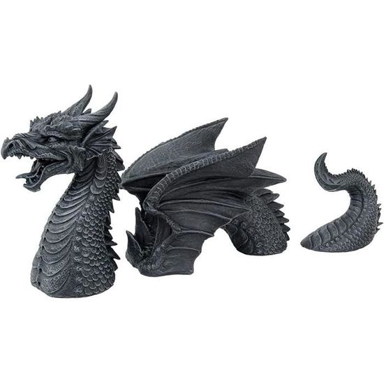 Statue Dragon Jardin En Polyrésine - Figurine Déco Intérieur Extérieur - Sculpture Murale Dragon