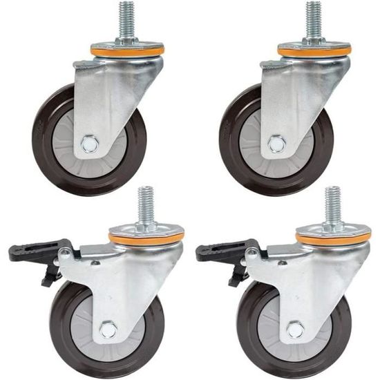 Lot De Roulettes Pour Meubles - 2 Pouces (env. 50mm) Nylon - Tige Filetée M8 X 15mm - Pivotantes - Marque Uxcell