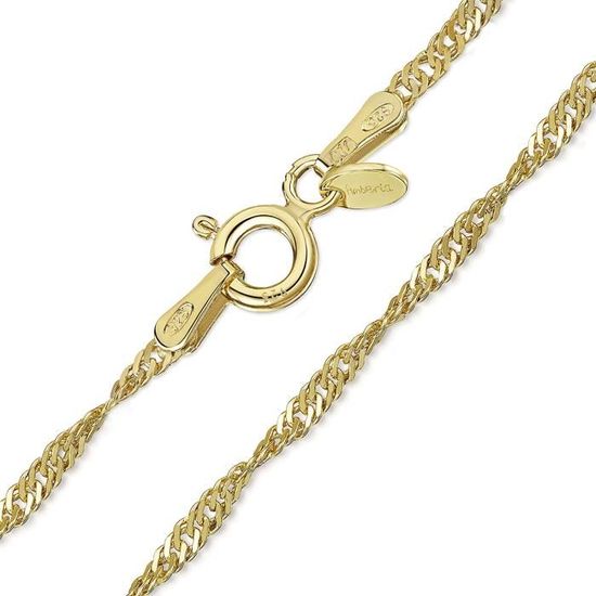 Collier Maille Singapour En Argent 925 Plaqué Or 18 Carats - Chaîne Fine 1 Mm Pour Homme Et Femme - Fabriqué En Italie