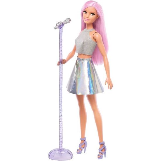 Poupée Barbie Métiers Pop Star - Barbie - FXN98 - Cheveux roses - Micro - Jouet enfant