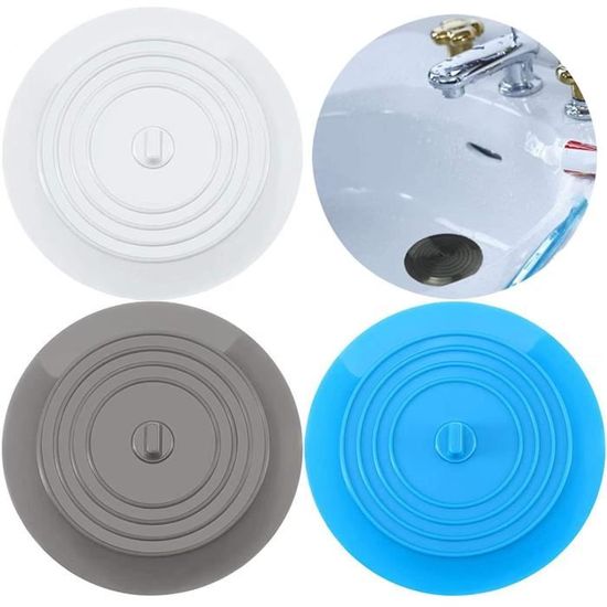 Lot De 3 Bouchons De Vidange En Silicone Universels - Ø 15 Cm - Pour Baignoire, Évier, Drain De Sol - Étanche Anti-Odeurs - Noir