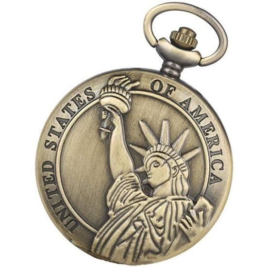 Montre De Poche Commémorative Statue De La Liberté 1886-1986 - Mouvement Quartz (sans Pile) - Occasion