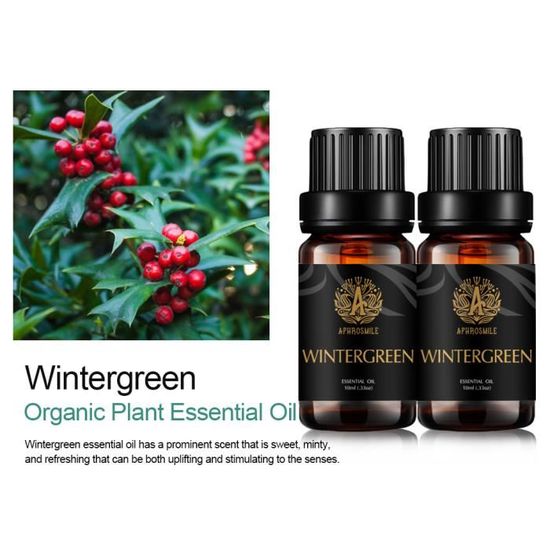 2-Pack 10ml Wintergreen Huile essentielle, Huiles essentielles d’aromathérapie pour diffuseur, Massage, Savon, Fabrication de